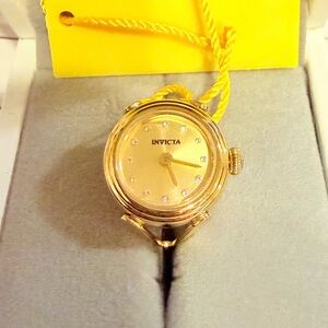 Invicta Women’s Gold Crystal Accent Round Dial Watch